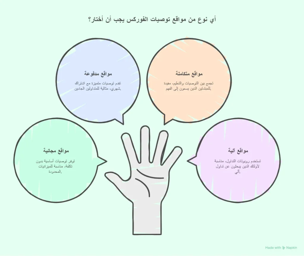 أنواع مواقع توصيات الفوركس