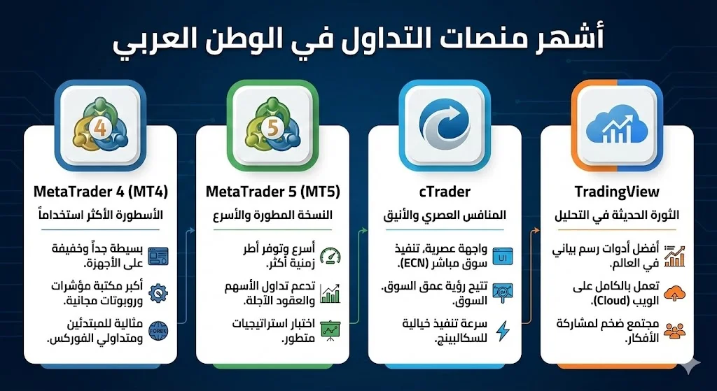 أشهر منصات التداول mt4 mt5 c trader tradingview