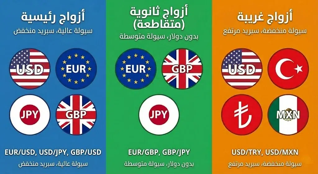 أنواع أزواج العملات